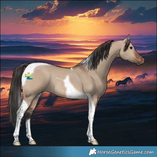 Horse Color:Brown Dun Tobiano Rabicano