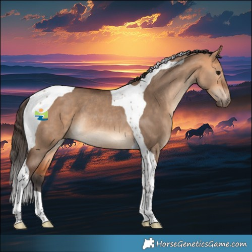 Horse Color:Bay Dun Tobiano Rabicano