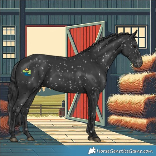 Horse Color:Black Snowflake Varnish Rabicano