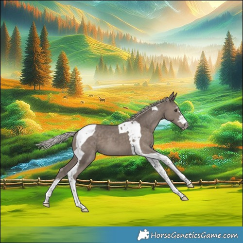 Horse Color:Silver Black Tobiano 