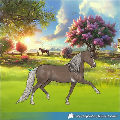 Horse Color:Silver Smoky Black Splash Tobiano 