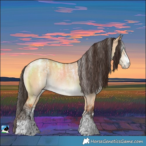 Horse Color:Powder White Bay Dun Rabicano Brindle 