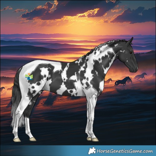 Horse Color:White Spotted Black Tobiano