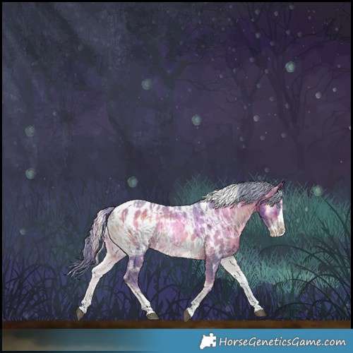 Horse Color:Watercolor Silver Blue Onyx Merle Sabino Splash Tobiano Blanket Rabicano and Watercolor White Spotted Bay Onyx Merle Splash Tobiano Near Leopard