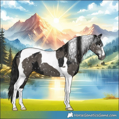 Horse Color:Gray Smoky Black Tobiano Snowflake Varnish and Gray Grullo Tobiano Snowflake Varnish