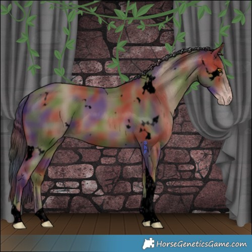 Horse Color:Gray Void Nacre White Spotted Classic Champagne Tobiano 