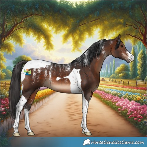 Horse Color:Powder White Brown Tobiano 