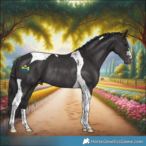 Horse Color:Smoky Black Tobiano Varnish Rabicano 