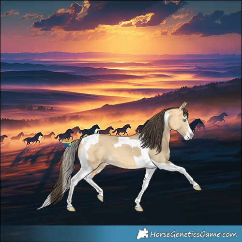 Horse Color:Amber Cream Champagne Dun Splash Tobiano 
