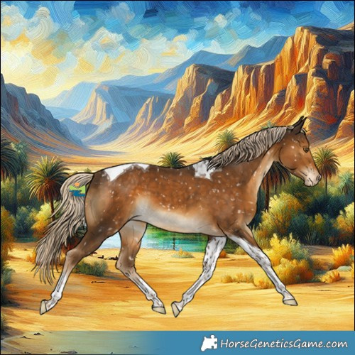 Horse Color:Chocolate Palomino Tobiano Snowflake Varnish 