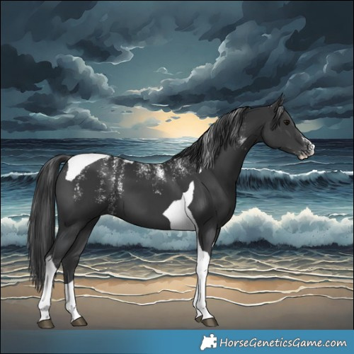 Horse Color:Powder White Black Tobiano