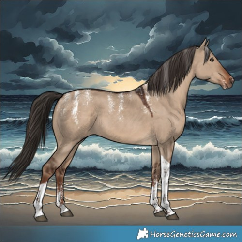 Horse Color:Powder White Liver Red Dun Tobiano