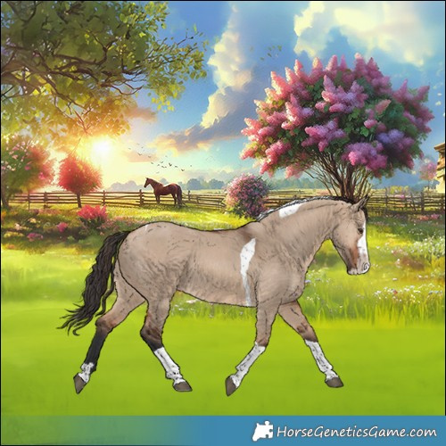 Horse Color:Bay Dun Splash Tobiano Rabicano