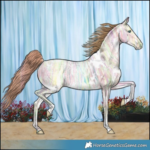 Horse Color:Watercolor White Spotted Buckskin Ice Pearl