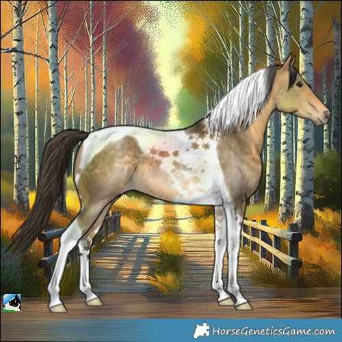 Horse Color:Buckskin Dun Tobiano Brindle 
