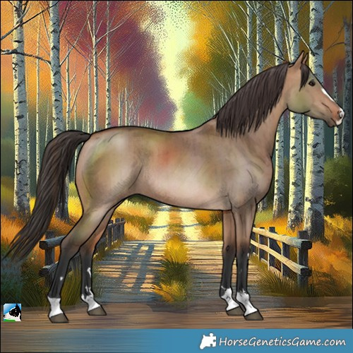 Horse Color:Bay Dun Rabicano Brindle 