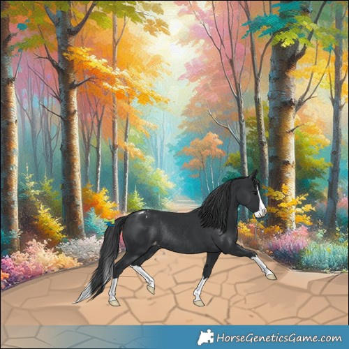 Horse Color:Black Splash Varnish Rabicano 