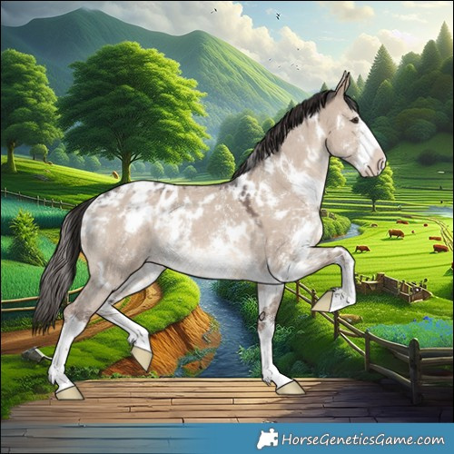 Horse Color:White Spotted Liver Red Dun Sabino Varnish 