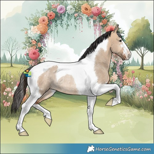 Horse Color:Bay Dun Tobiano Rabicano 