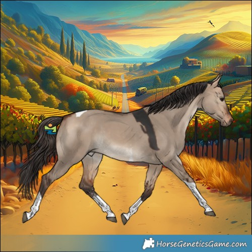 Horse Color:Bay Dun Sabino Tobiano