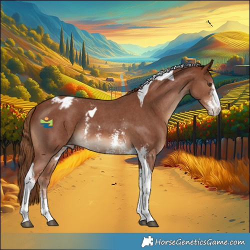 Horse Color:Chestnut Sabino Tobiano Varnish