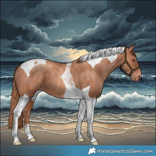Horse Color:Gold Champagne Tobiano Varnish 