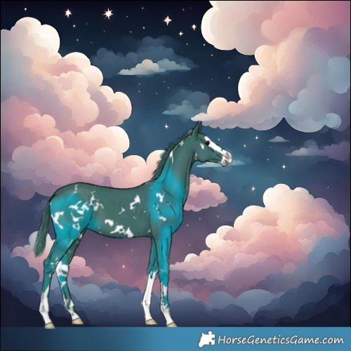 Horse Color:Watercolor White Spotted Black Splash