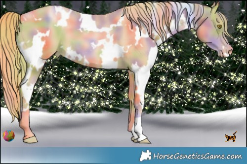 Horse Color:Nacre White Spotted Chestnut Pearl 