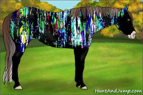 Horse Color:Plaid  White Spotted Sable Champagne Ice Splash Rabicano 