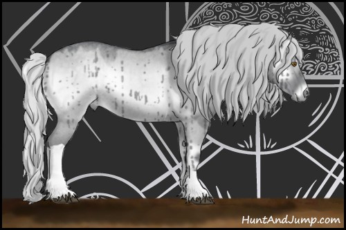 Horse Color:Silver Grullo Chinchilla Roan Onyx Tobiano 