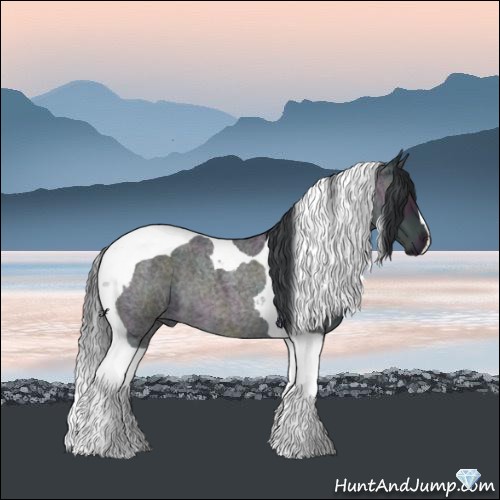 Horse Color:Platinum Midnight Brown Ice Roan Dun Tobiano