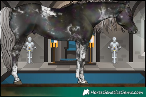 Horse Color:Platinum Midnight Liver Red Onyx Tobiano 