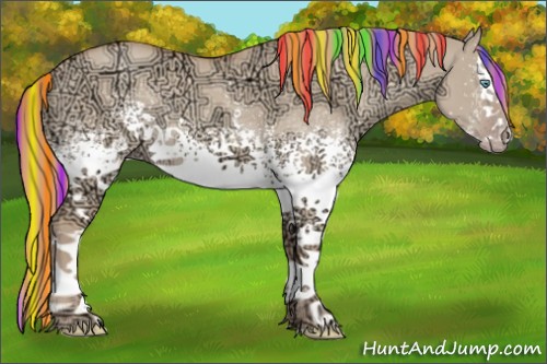 Horse Color:Painted White Spotted Gold Champagne Ice Dun Splash Rabicano