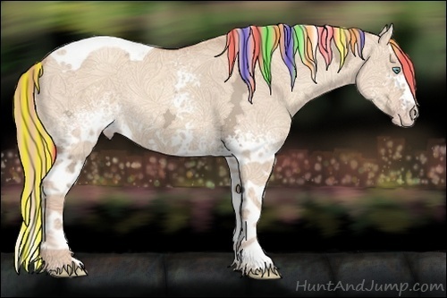 Horse Color:Painted White Spotted Gold Champagne Ice Dun Splash Tobiano Rabicano
