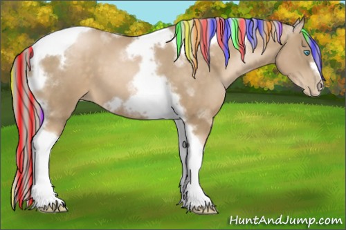 Horse Color:Painted Chocolate Palomino Pearl Tobiano Frame 