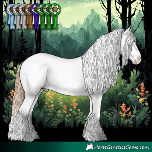 Horse Color:Amber Champagne Pearl Sabino Snowflake Varnish and Sable Champagne Pearl Sabino Blanket