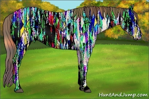 Horse Color:Nacre Plaid  Red Onyx Ice Roan Rabicano 