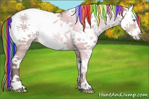 Horse Color:Painted White Spotted Sable Champagne Ice Dun Splash 