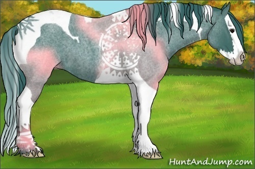 Horse Color:Watercolor Blue Roan Splash Tobiano 