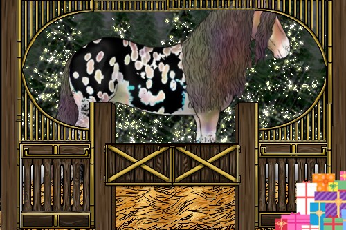Horse Color:Nacre White Spotted Sable Champagne Onyx Blanket Rabicano