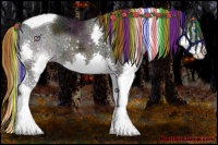 Horse Color:Painted Midnight Liver Chestnut Ice Splash Tobiano 