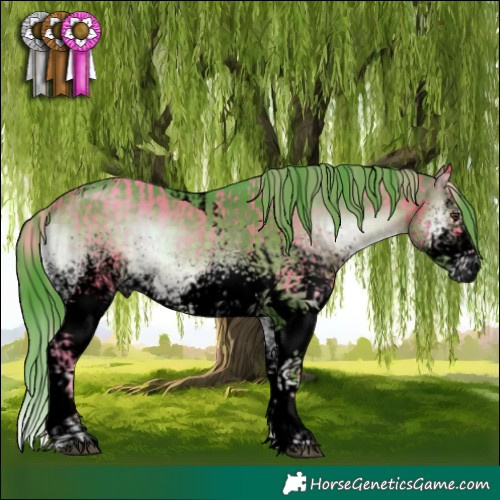 Horse Color:Void Watercolor White Spotted Chocolate Silver Brown Onyx Tobiano  and Void Watercolor White Spotted Chocolate Brown Onyx Tobiano 