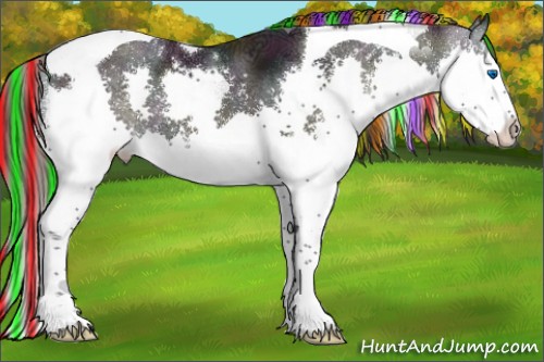 Horse Color:Painted Midnight Liver Chestnut Ice Splash Tobiano 