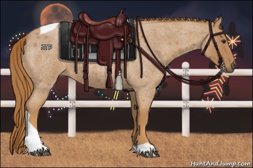 Horse Color:Red Roan Tobiano 