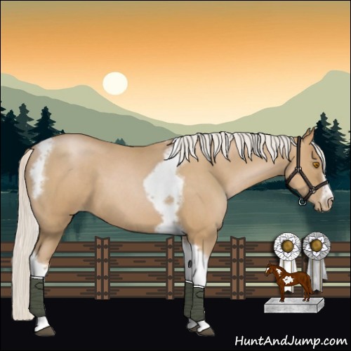 Horse Color:Silver Blue Roan Pearl Tobiano Frame 