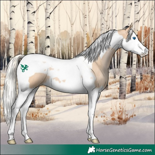 Horse Color:Silver Brown Roan Pearl Dun Splash Tobiano 