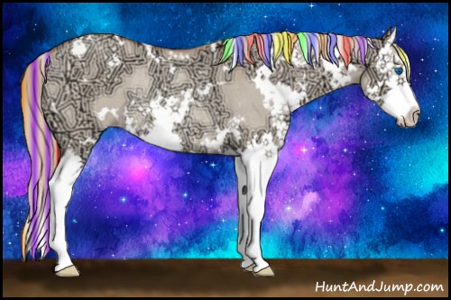Horse Color:Painted White Spotted Gold Champagne Ice Dun Splash Rabicano 