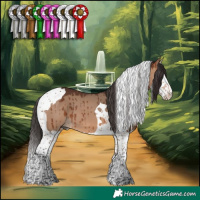 Horse Color:Bay Dun Splash Tobiano Brindle