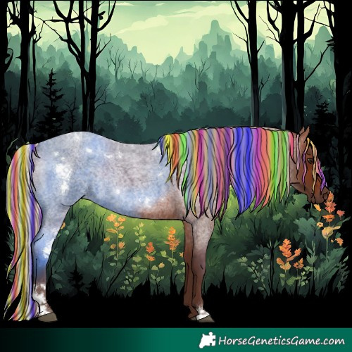 Horse Color:Painted White Spotted Silver Bay Roan Rabicano