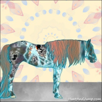 Horse Color:Thunderstruck Midnight Liver Chestnut Ice Pearl Tobiano 